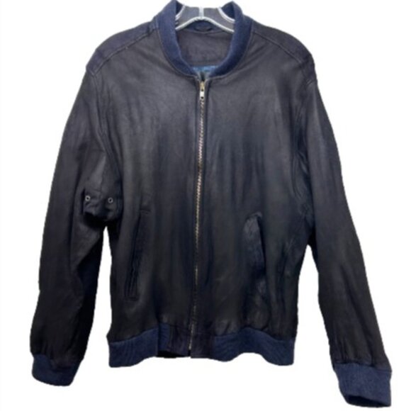 Saks Fifth Ave mens baseball coat blue large vtg Suede Western Jacket bomber - Picture 14 of 14